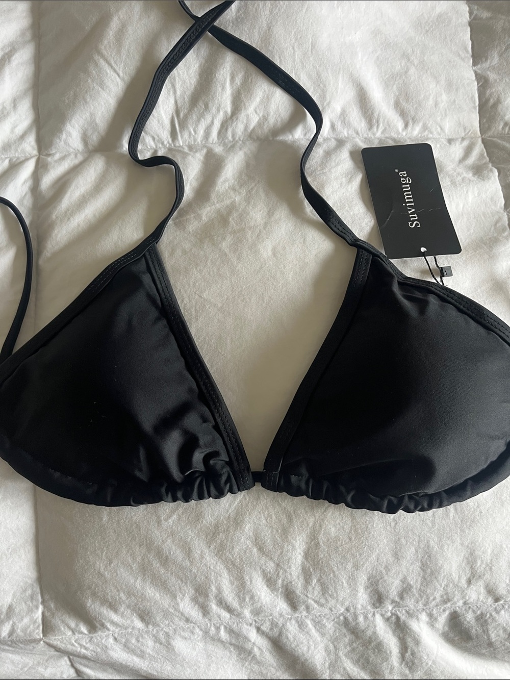 Sviumuga Black Triangle Bikini Bra Top